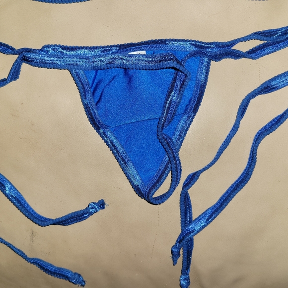 Handmade Metallic Blue & Silver Y-String Bikini - Picture 8 of 8